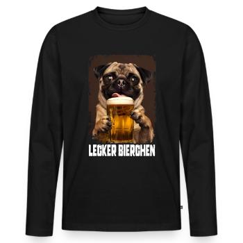 Délicieux carlin de bière - T-shirt manches longues Premium bio Homme - noir - Devant - Nico (187cm)