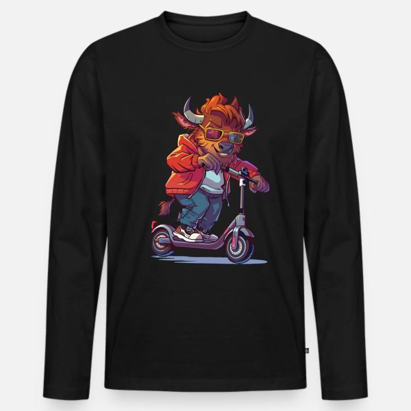 Bison Roller - Männer Premium Bio Langarmshirt - Schwarz