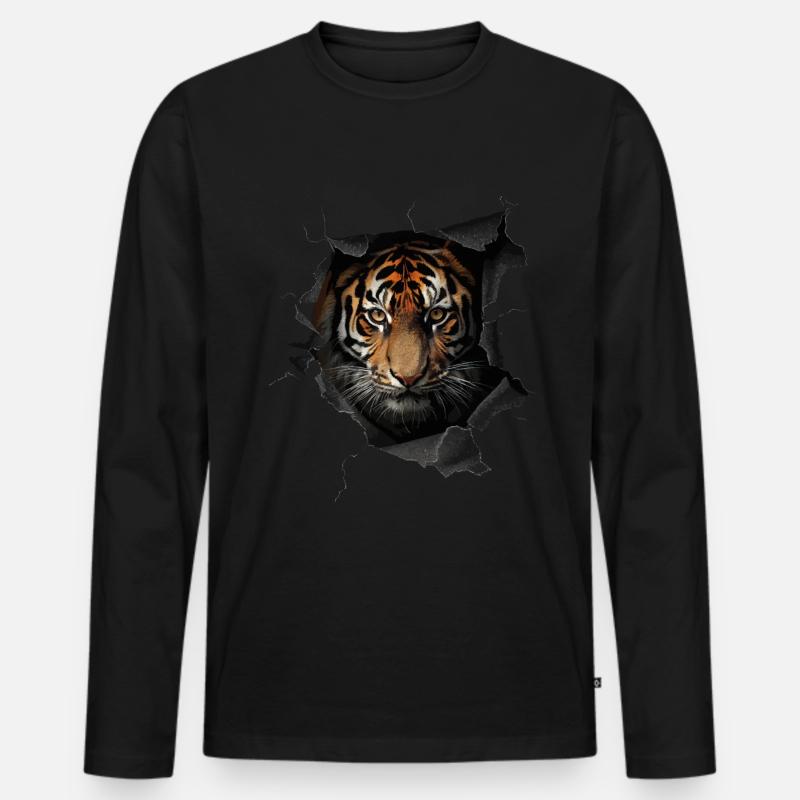 Tiger - Männer Premium Bio Langarmshirt - Schwarz