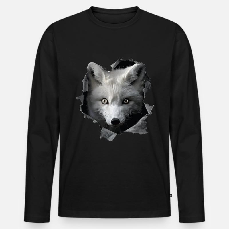 Arktischer Wolf - Männer Premium Bio Langarmshirt - Schwarz