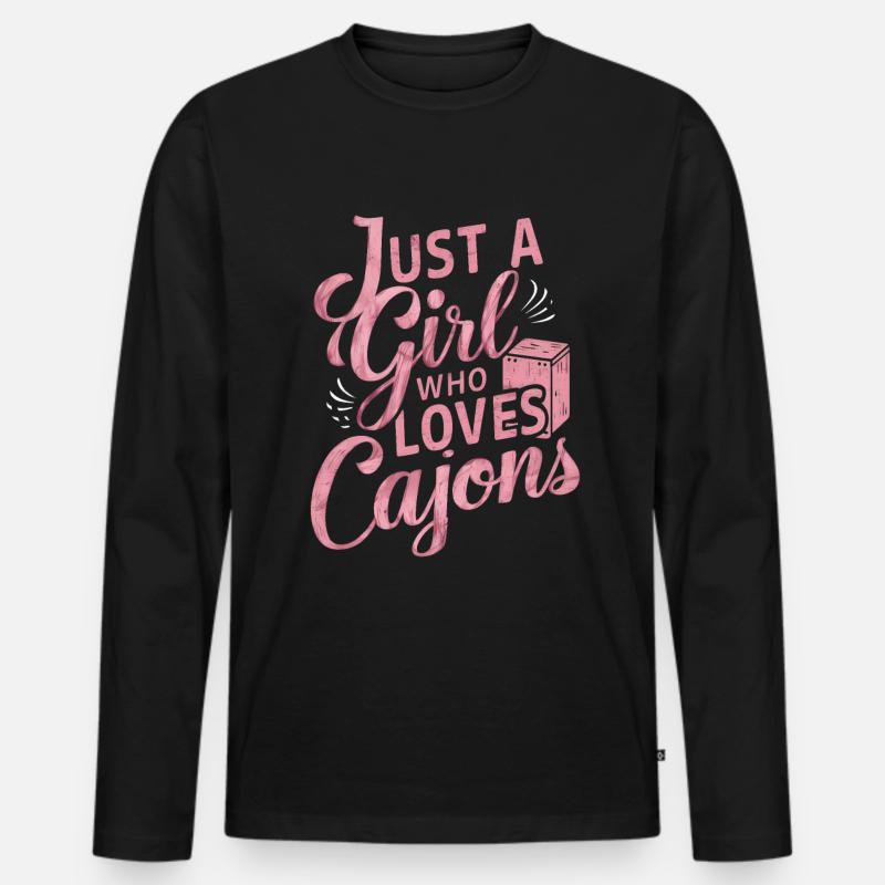 Cajon-Spieler-Geschenk - Männer Premium Bio Langarmshirt - Schwarz