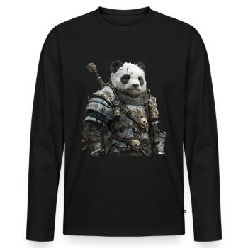 Panda Knight Middle Ages - Men's Premium Organic Long Sleeve Shirt - black - Front - Nico (187cm)