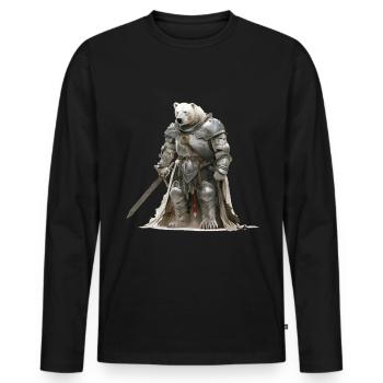 Polar Bear Knight Middle Ages - Men's Premium Organic Long Sleeve Shirt - black - Front - Nico (187cm)