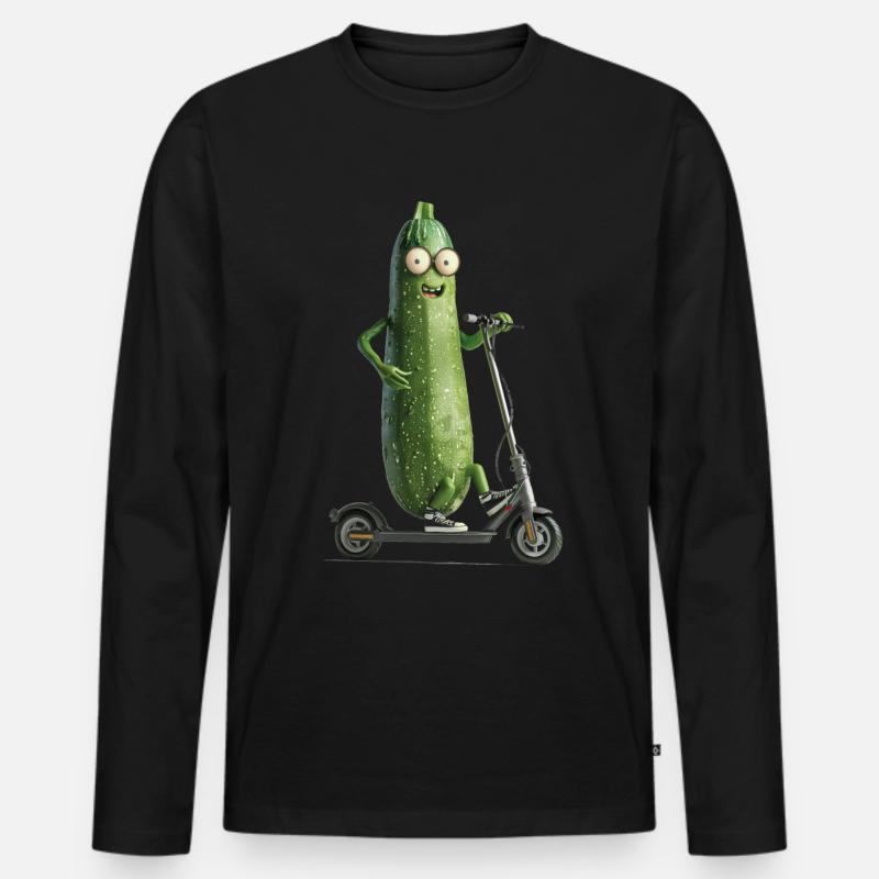 Zucchini Scooter - Männer Premium Bio Langarmshirt - Schwarz