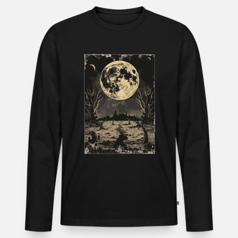 Der Mond Tarot - Männer Premium Bio Langarmshirt - Schwarz