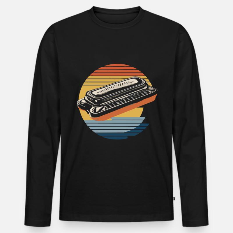 Harmonica Playing Gift - Men's Premium Organic Long Sleeve Shirt - black
