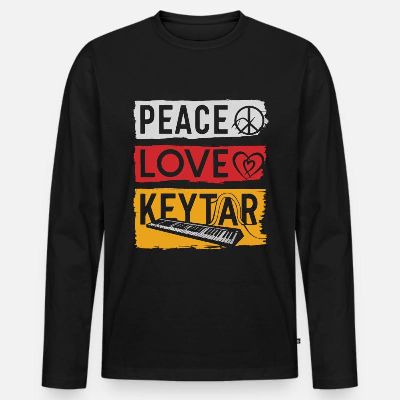 Keytar Keyboard Geschenk - Männer Premium Bio Langarmshirt - Schwarz