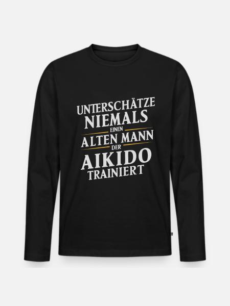 Aikido Kampfsport Geschenk - Männer Premium Bio Langarmshirt - Schwarz