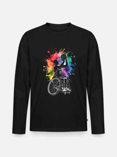 Rollstuhl Basketball Geschenk - Männer Premium Bio Langarmshirt - Schwarz