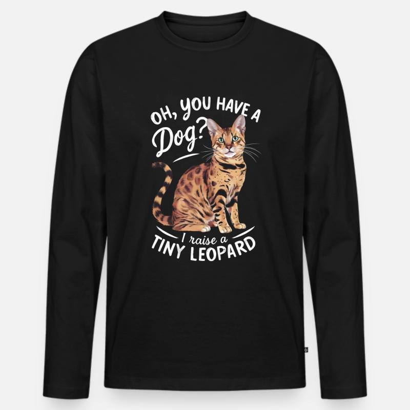 Katze Winzig Leopard Geschenk - Männer Premium Bio Langarmshirt - Schwarz