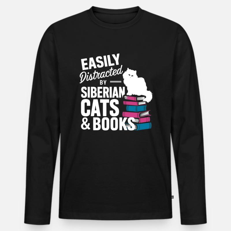 Katze Sibirische Geschenk - Männer Premium Bio Langarmshirt - Schwarz
