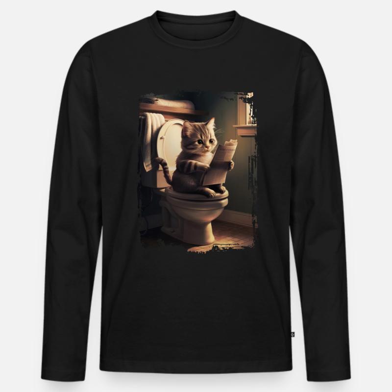 Katzentoilette Geschenk - Männer Premium Bio Langarmshirt - Schwarz