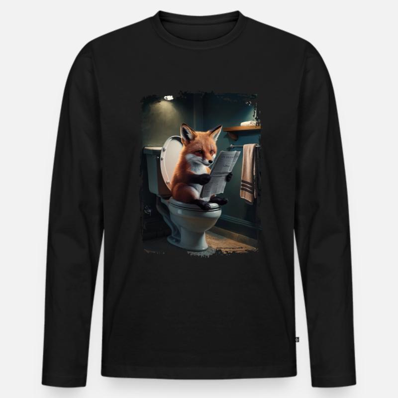 Fuchs-Toilette Geschenk - Männer Premium Bio Langarmshirt - Schwarz