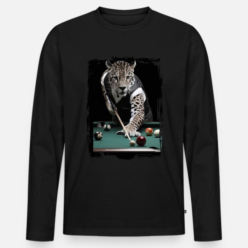 Jaguar spielt Billard Geschenk - Männer Premium Bio Langarmshirt - Schwarz