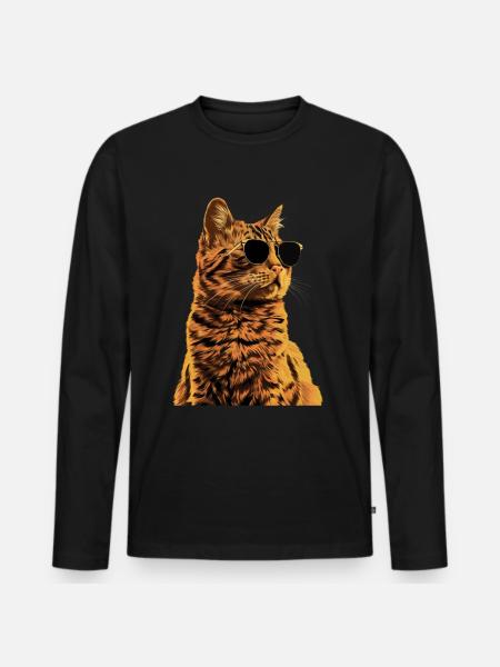 Sonnenbrille mit Somali-Katze Geschenk - Männer Premium Bio Langarmshirt - Schwarz
