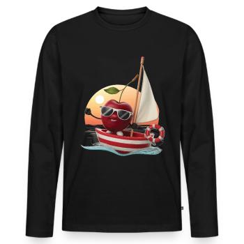 Obst Kirsche Bootfahren Geschenk - Männer Premium Bio Langarmshirt - Schwarz - Vorne - Nico (187cm)