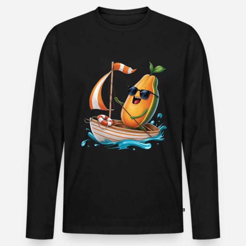 Frucht Papaya Bootfahren Geschenk - Männer Premium Bio Langarmshirt - Schwarz