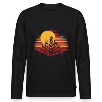 Weizen - Männer Premium Bio Langarmshirt - Schwarz - Vorne - Nico (187cm)