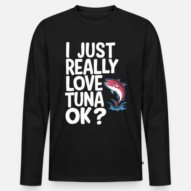 Thunfisch - Männer Premium Bio Langarmshirt - Schwarz