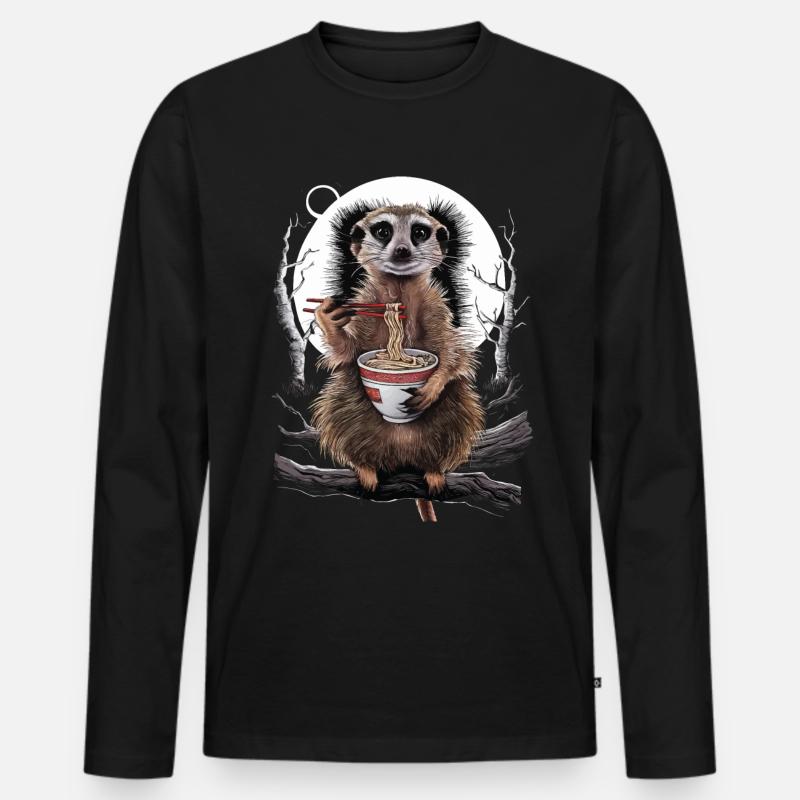 Erdmännchen - Männer Premium Bio Langarmshirt - Schwarz
