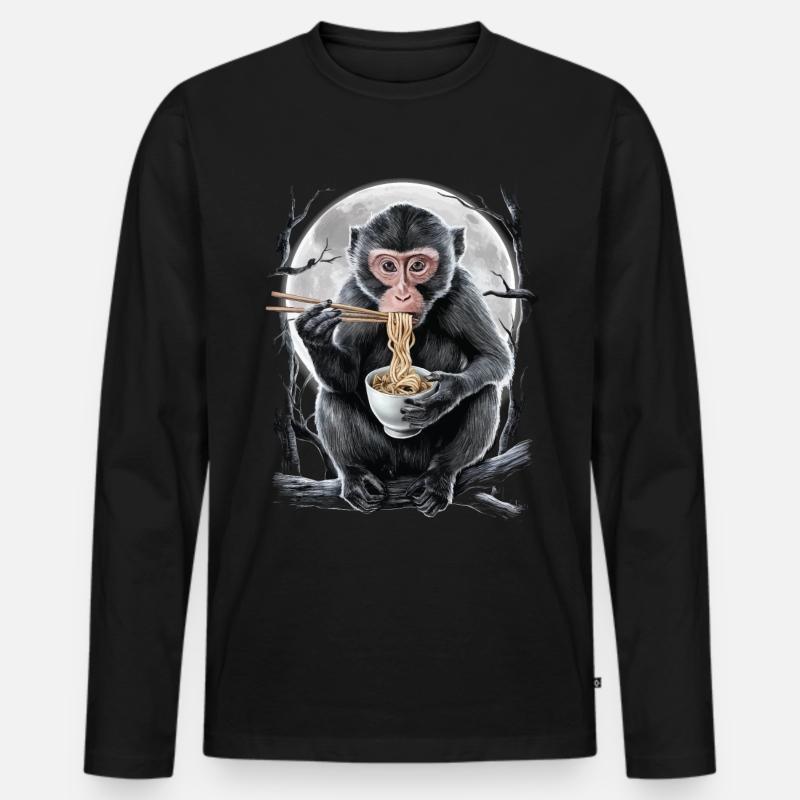 Affe - Männer Premium Bio Langarmshirt - Schwarz