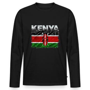 Kenya - Men's Premium Organic Long Sleeve Shirt - black - Front - Nico (187cm)