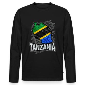 Tanzania - Men's Premium Organic Long Sleeve Shirt - black - Front - Nico (187cm)