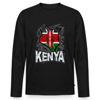Kenya - Men's Premium Organic Long Sleeve Shirt - black - Front - Nico (187cm)