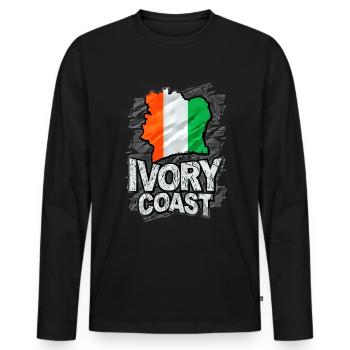 Côte d’Ivoire - T-shirt manches longues Premium bio Homme - noir - Devant - Nico (187cm)