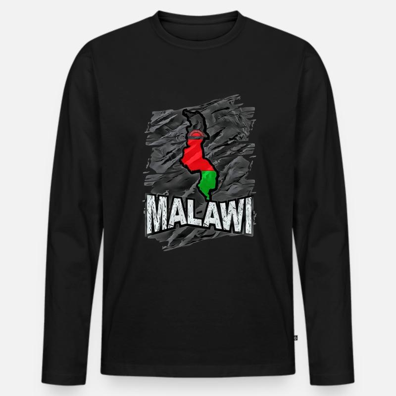 Malawi - Männer Premium Bio Langarmshirt - Schwarz