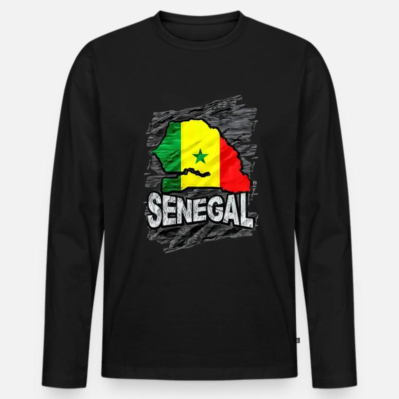 Senegal - Männer Premium Bio Langarmshirt - Schwarz