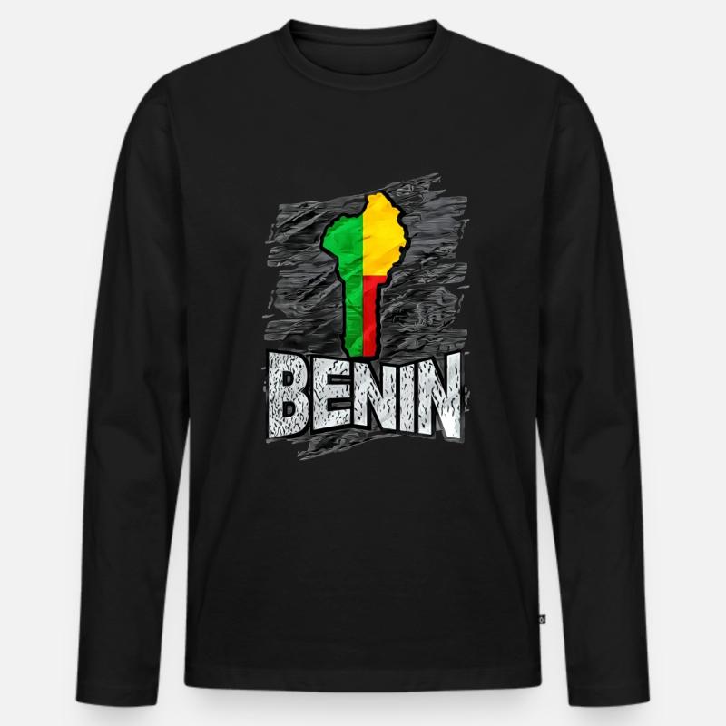 Benin - Männer Premium Bio Langarmshirt - Schwarz
