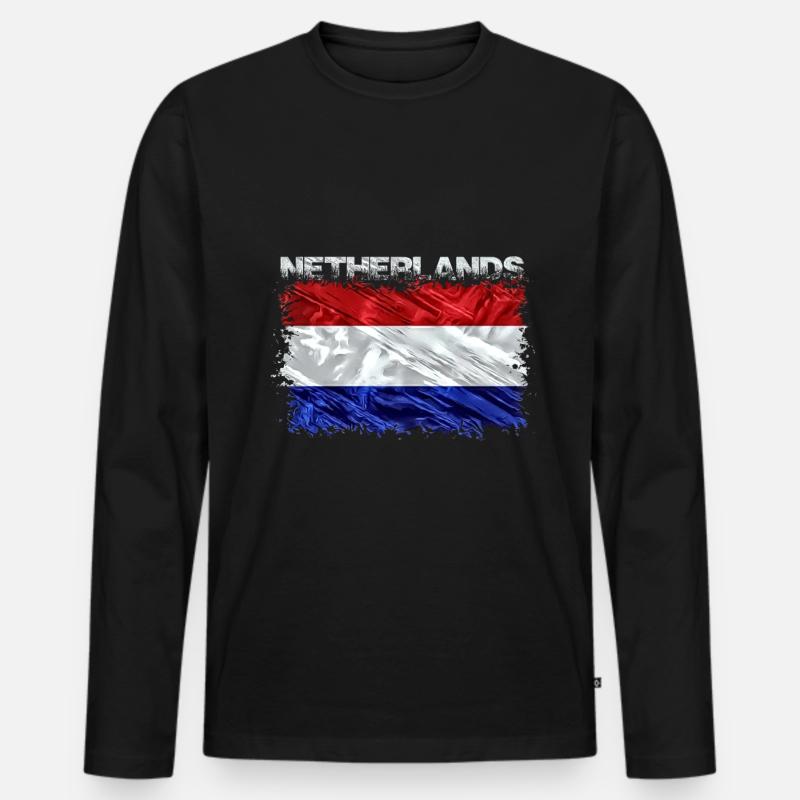 Niederlande - Männer Premium Bio Langarmshirt - Schwarz