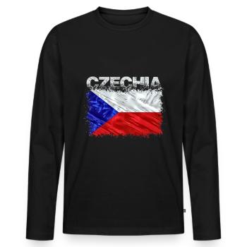 Tchéquie - T-shirt manches longues Premium bio Homme - noir - Devant - Nico (187cm)