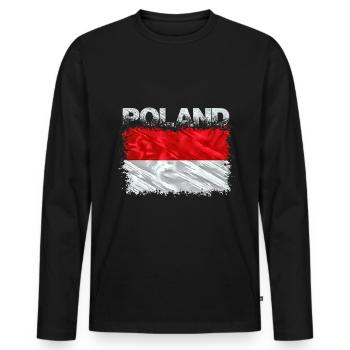 Pologne - T-shirt manches longues Premium bio Homme - noir - Devant - Nico (187cm)