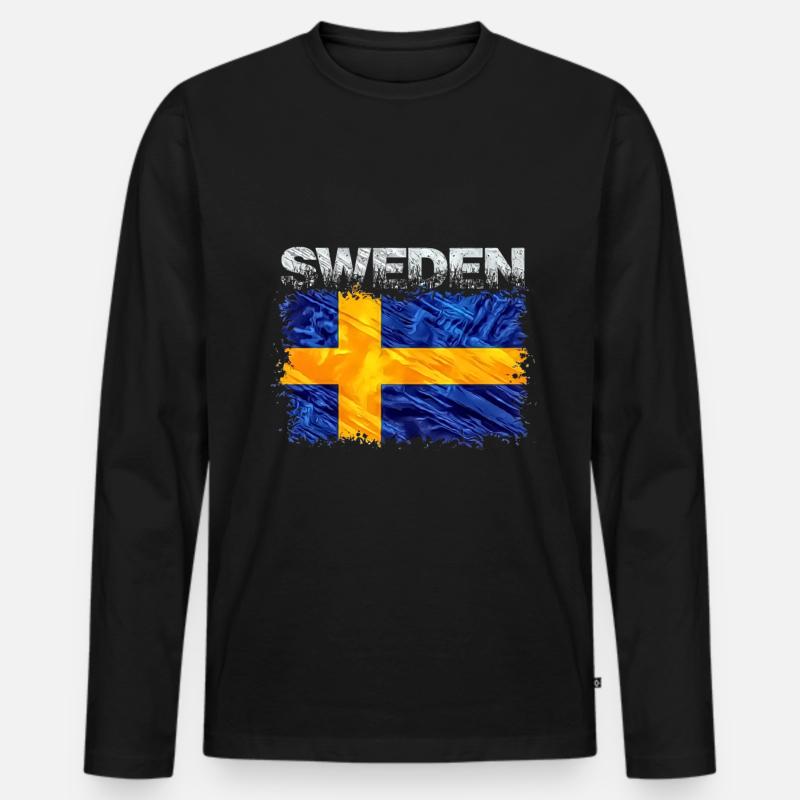 Schweden - Männer Premium Bio Langarmshirt - Schwarz