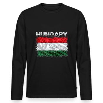 Hungary - Men's Premium Organic Long Sleeve Shirt - black - Front - Nico (187cm)