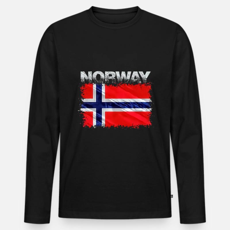 Norwegen - Männer Premium Bio Langarmshirt - Schwarz