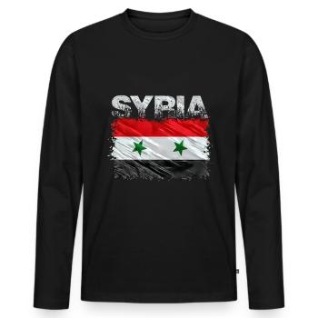 Syria - Men's Premium Organic Long Sleeve Shirt - black - Front - Nico (187cm)