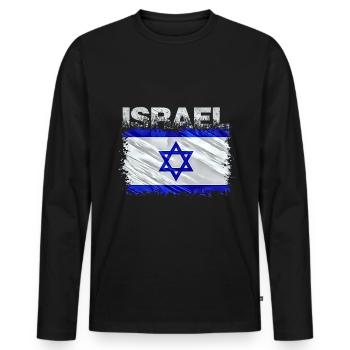 Israel - Men's Premium Organic Long Sleeve Shirt - black - Front - Nico (187cm)