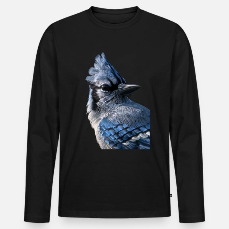Blauhäher - Männer Premium Bio Langarmshirt - Schwarz