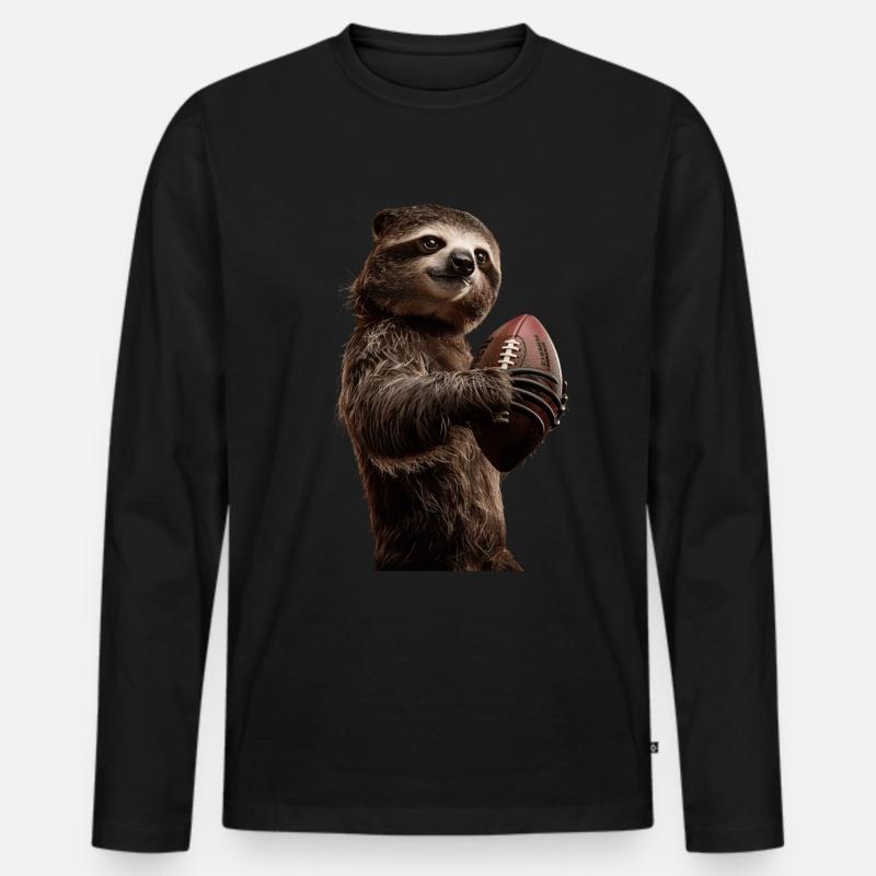 Faultier - Männer Premium Bio Langarmshirt - Schwarz