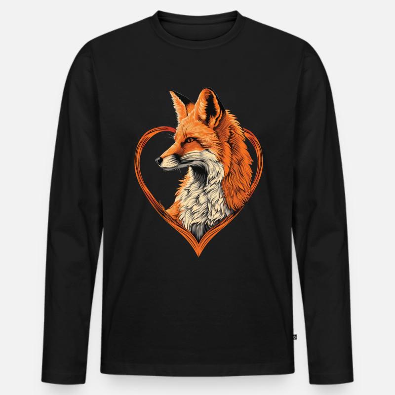Fuchs - Männer Premium Bio Langarmshirt - Schwarz