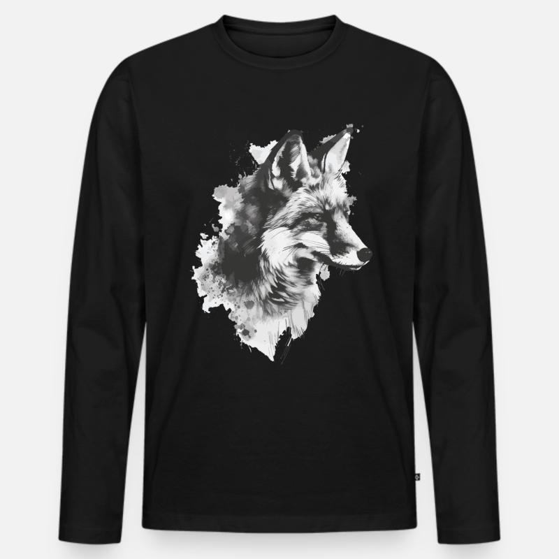 Fuchs - Männer Premium Bio Langarmshirt - Schwarz