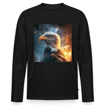 Adler - Männer Premium Bio Langarmshirt - Schwarz - Vorne - Nico (187cm)