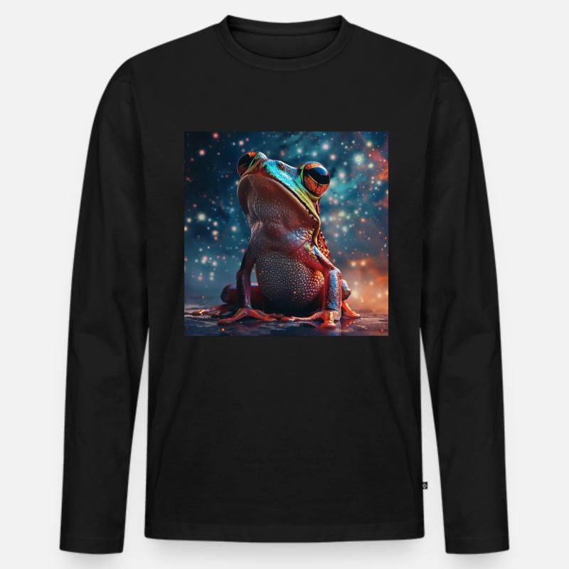 Frosch - Männer Premium Bio Langarmshirt - Schwarz