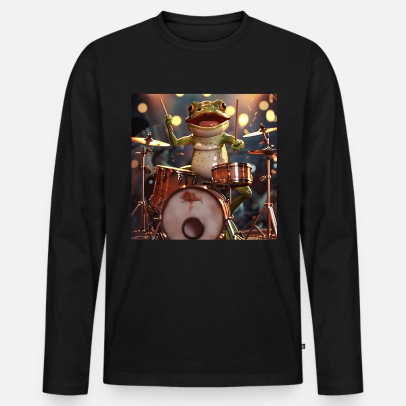 Frosch - Männer Premium Bio Langarmshirt - Schwarz