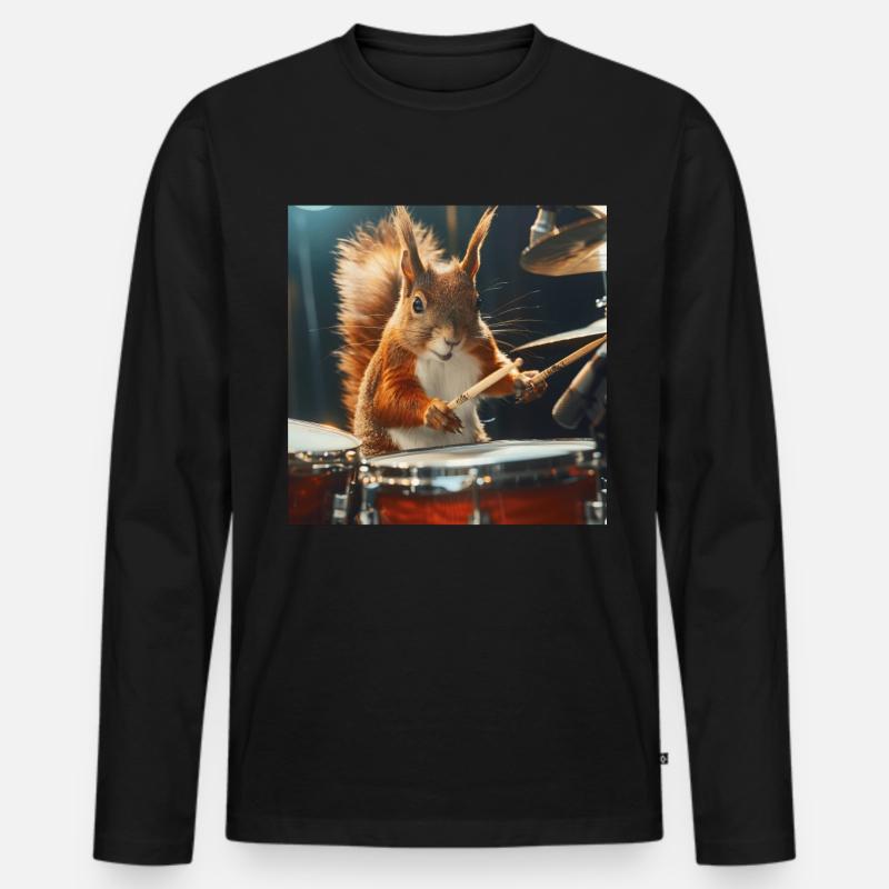 Eichhörnchen - Männer Premium Bio Langarmshirt - Schwarz