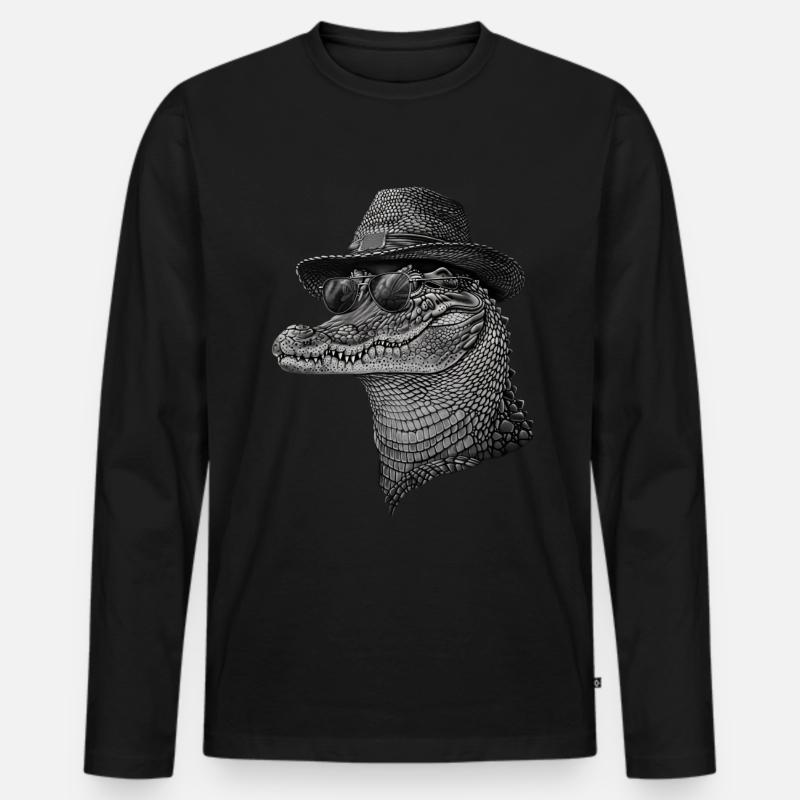 Krokodil - Männer Premium Bio Langarmshirt - Schwarz