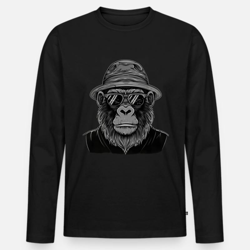 Gorilla - Männer Premium Bio Langarmshirt - Schwarz